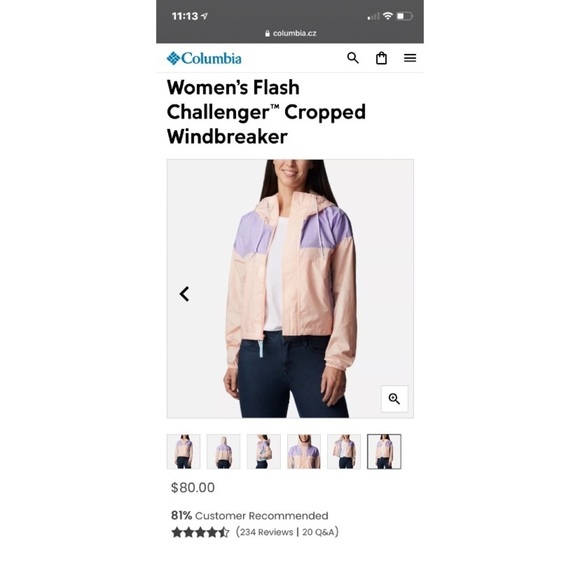 COLUMBIA Women’s Flash Challenger Cropped Jacket Windbreaker XS Peach - Picture 8 of 9